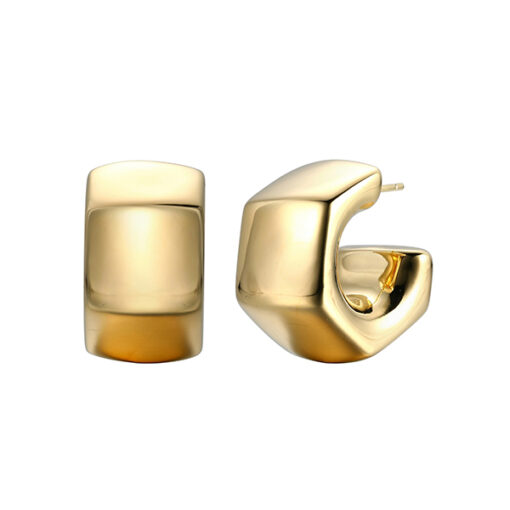 Charles Garnier Sterling Silver ELECTRIC HOOP Electroforming Nut Bolt Small Hoop Earrings - Gold