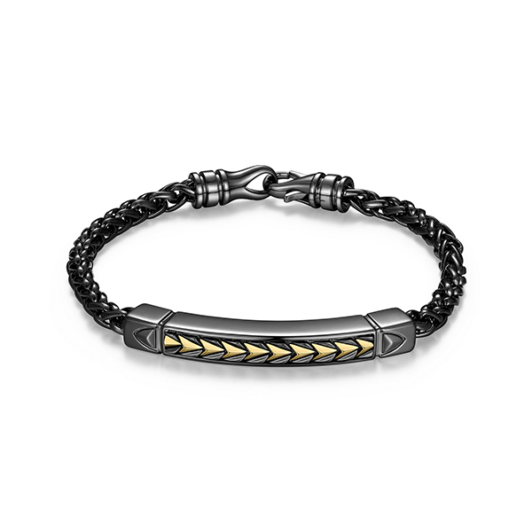 Sterling silver CJ Ethos CHEVRON 2 tone bar bracelet