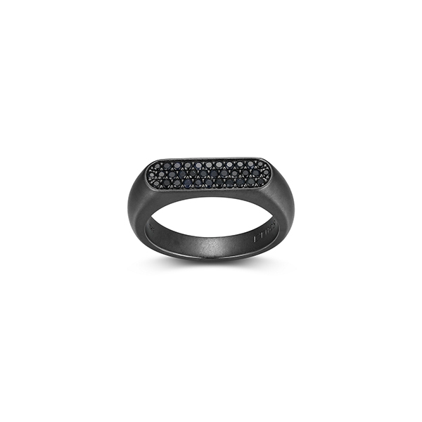 Sterling silver CJ Ethos BLACK ICE gun color and genuine black sapphire band - size 9