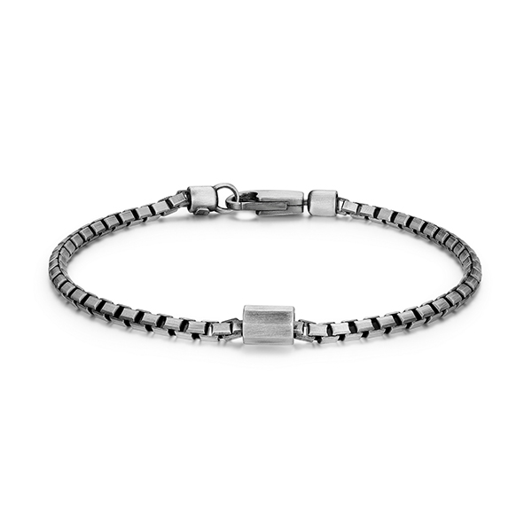 Sterling silver CJ Ethos ITALIAN CHAIN brushed gun metal box chain with barrel