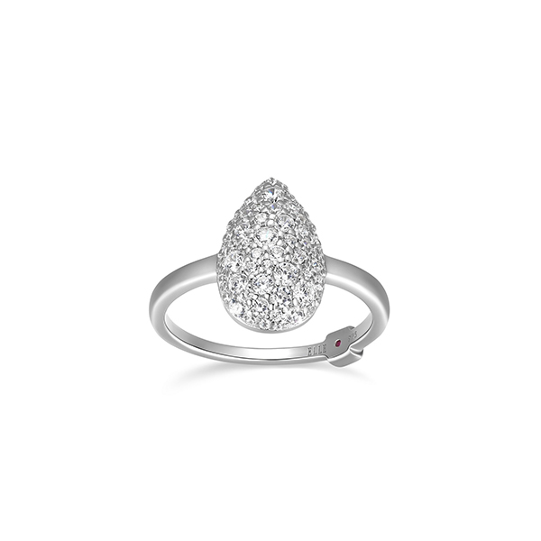 ELLE Sterling Silver GLIMMER Teardrop Cubic Zirconia Ring Size 6 - Silver