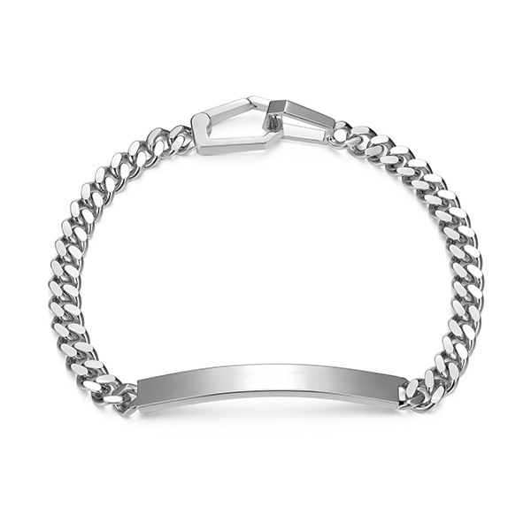 Sterling silver CJ Ethos ID rhodium plated 6.75mm curb chain ID bracelet