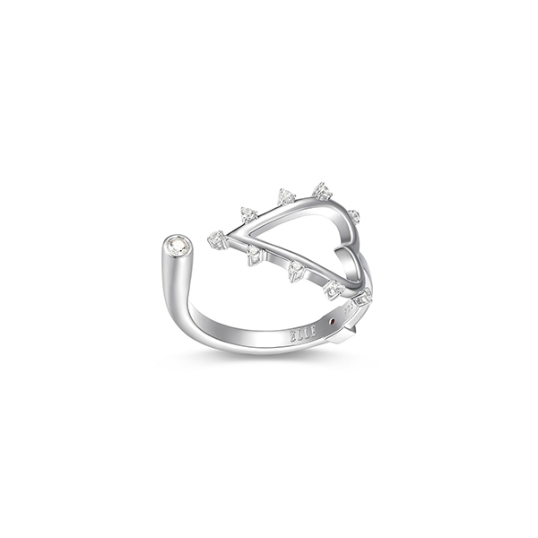 ELLE Sterling Silver SPIKE Heart Shape and Cubic Zirconia Ring Size 6 - Silver