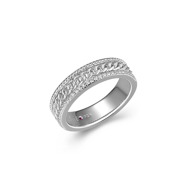 ELLE Sterling Silver WEAVE Created White Sapphire Band Ring Size 6 - Silver