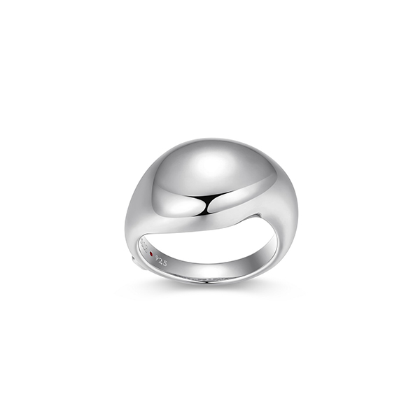 ELLE Sterling Silver RAINDROP Puffy High Polish Pear Shape Bypass Ring Size 6 - Silver