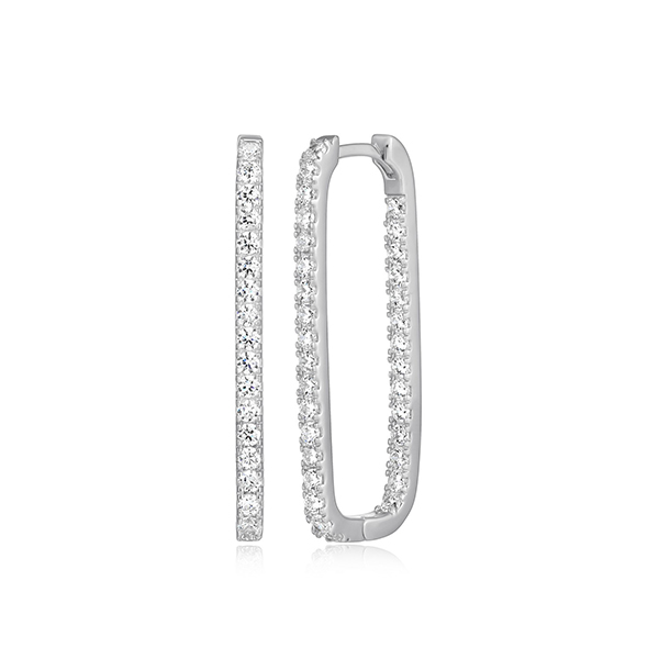 Elle Sterling Silver Diamondlite Cubic Zirconia Elongated Link Earrings - Silver