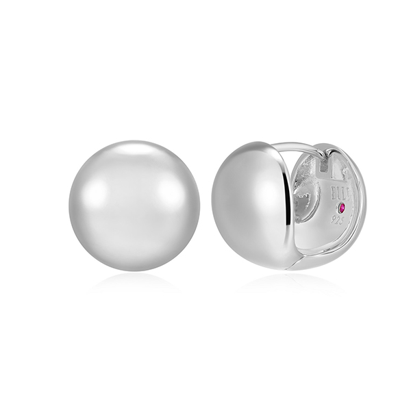 Elle Sterling Silver GENESIS High Polish 11.5mm Huggie Hop Earrings - Silver