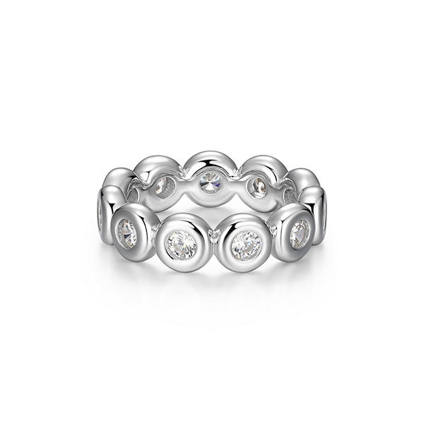 Elle Sterling Silver Puffy Bezel Oval Diamondlite Cubic Zirconia Eternity Band Size 8 - Silver