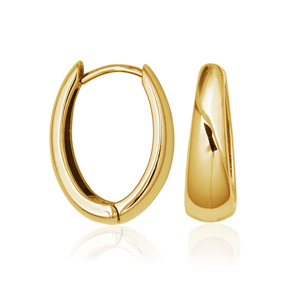CJ STEELX High Polish Oval Huggie Hoope Earrings - Gold