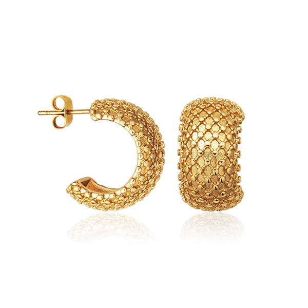 CJ STEELX Puffy Baroque Style Textured Hoop Earrings  - Gold