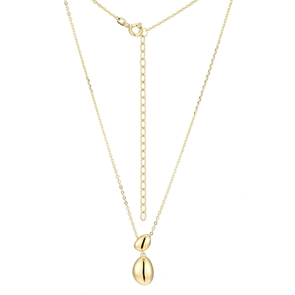 Elle Sterling Silver High Polished Two Pebble Drop Necklace Size 17 - Gold