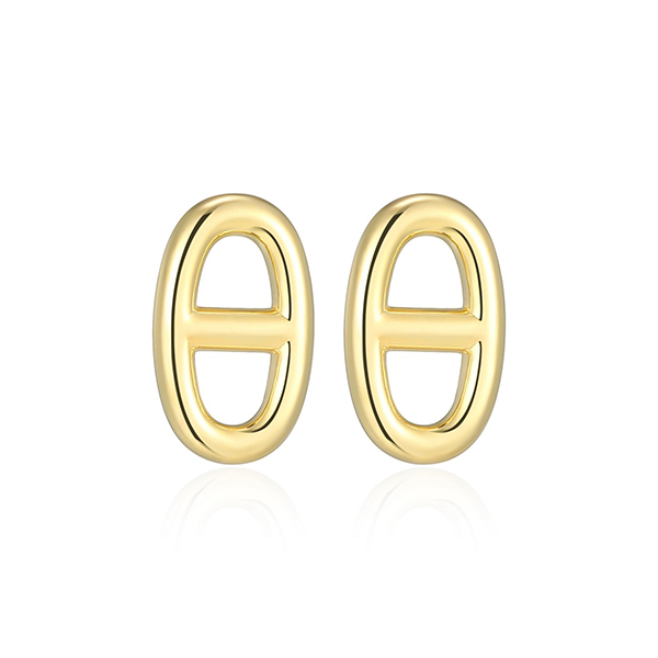 Elle Sterling Silver Marine Link Mini Stud Earrings - Gold