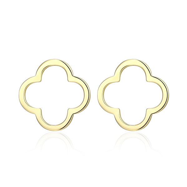 Elle Sterling Silver Open Clover Stud Earrings - Gold