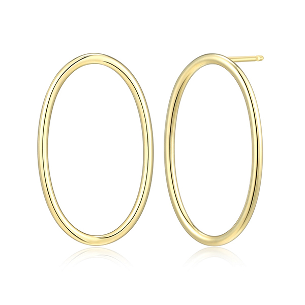 Elle Sterling Silver Oval Open Frame Stud Earrings - Gold