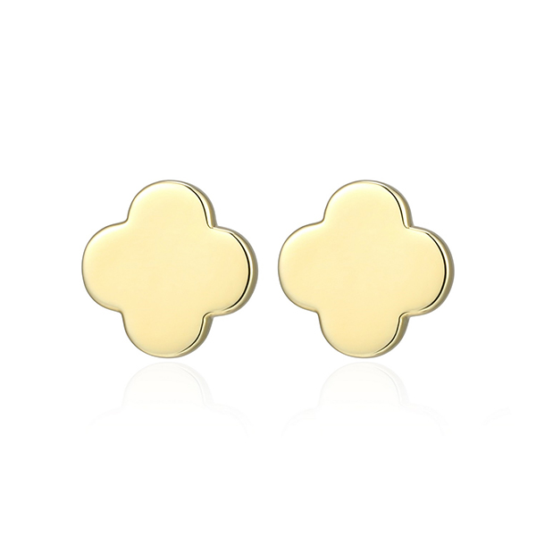 Elle Sterling Silver Clover Stud Earrings - Gold