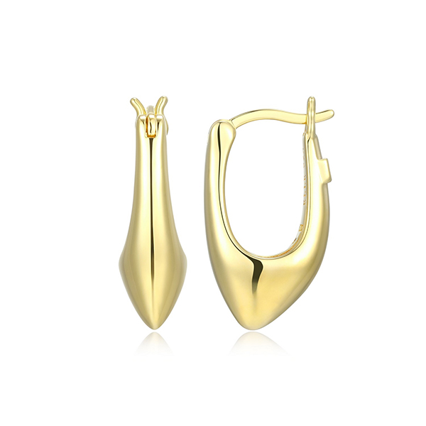 Elle Sterling Silver OASIS Gradual Puffy Oval Hoop Earrings - Gold
