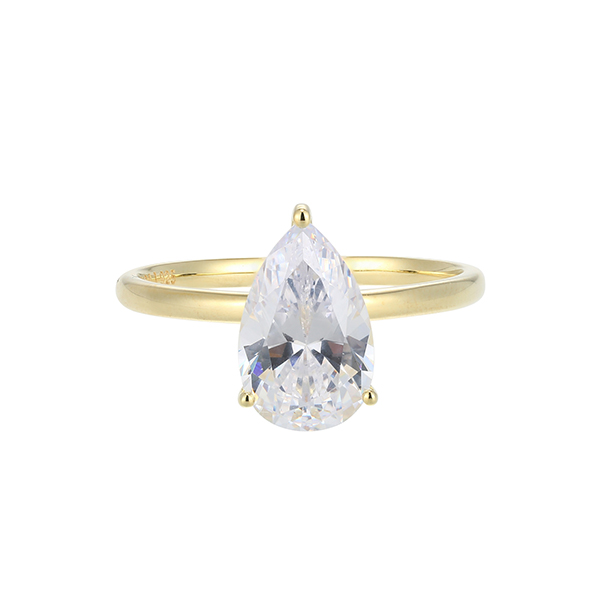 Elle Sterling Silver Diamondlite Cubic Zirconia Oval Solitaire Ring Size 7 - Gold