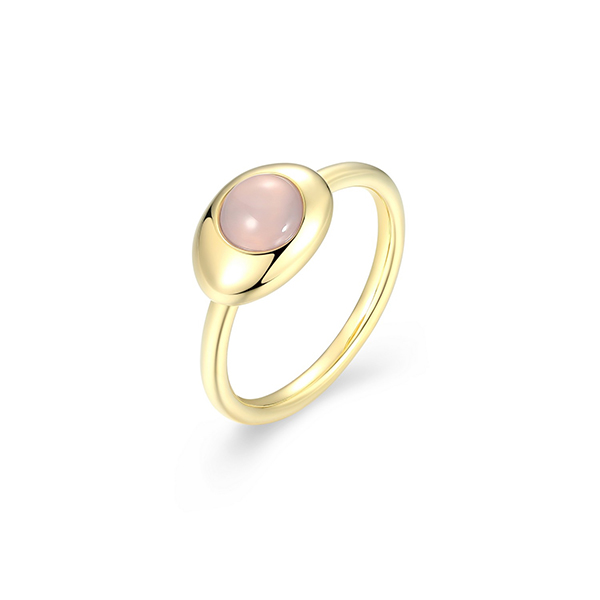 Elle Sterling Silver Pink Chalcedony Pebble Ring Size 8 - Gold
