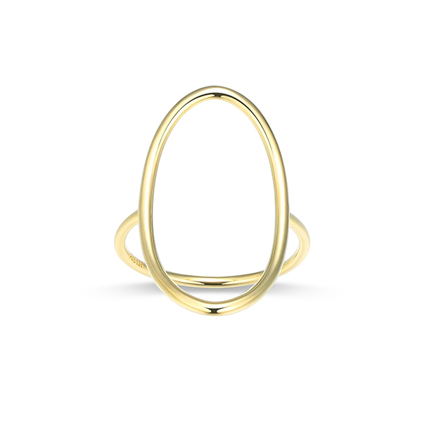 Elle Sterling Silver Oval Open Frame Ring Size 8 - Gold