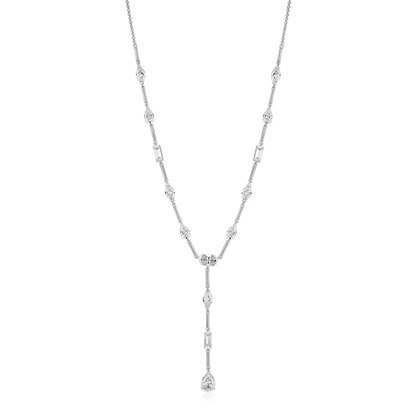 Elle Sterling Silver Diamondlite Cubic Zirconia Multishape Y Station Necklace - SIlver