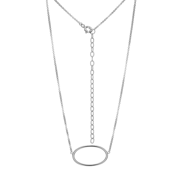 Elle Sterling Silver Open Frame Rolo Necklace Size 16 - Silver