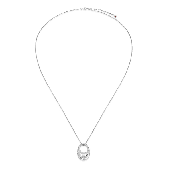 Elle Sterling Silver BETWEEN Oval Double Swirl Cubic Zirconia Long Necklace Size 28 - Silver