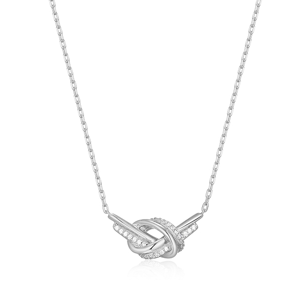 Elle Sterling Silver UNITY Cubic Zirconia Knot Necklace Size 17 - Silver