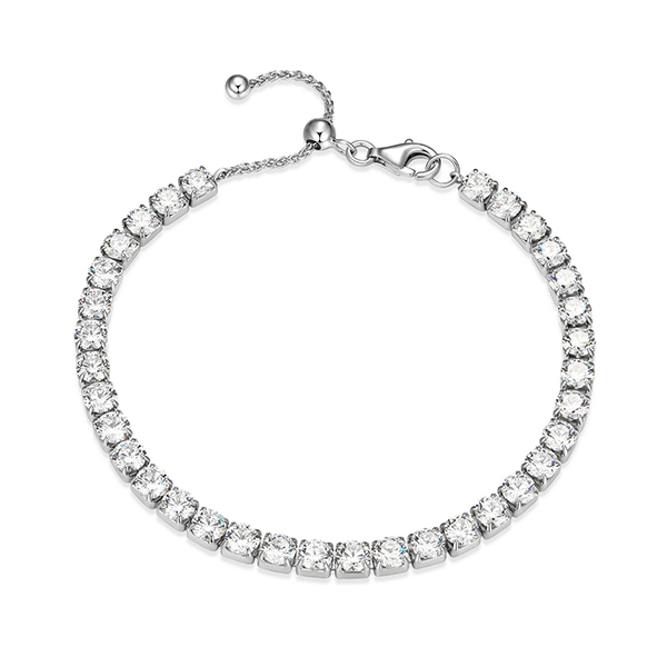 Elle Sterling Silver Diamondlite Cubic Zircona Round Slider Tennis Bracelet Size 8 - Silver