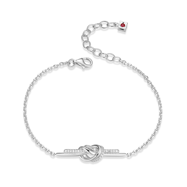 Elle Sterling Silver UNITY Cubic Zirconia Knot Bracelet Size 6.5 - Silver
