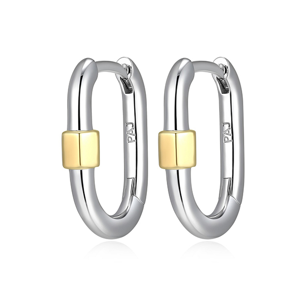 Elle Sterling Silver Carabiner Link Two Tone Earrings