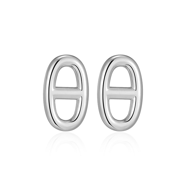 Elle Sterling Silver Marine Link Chain Mini Stud Earrings - Silver