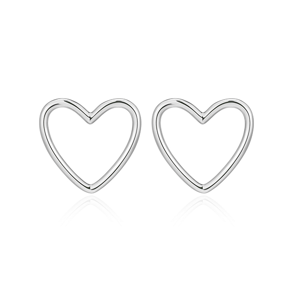 Elle Sterling Silver Open Heart Std Earrings - Silver