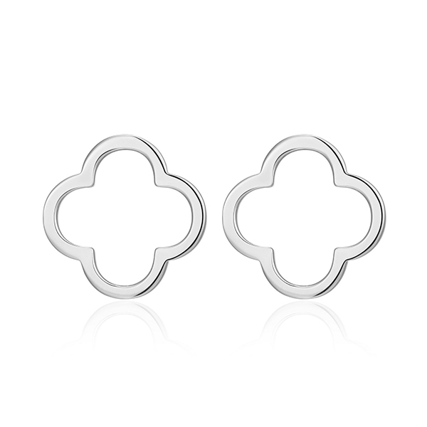 Elle Sterling Silver Clover Hole Stud Earrings - Silver