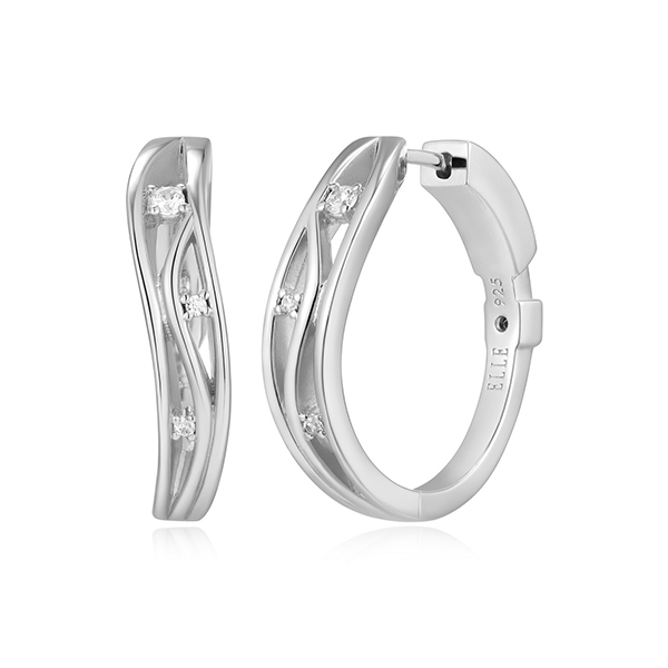 Elle Sterling Silver BETWEEN 24mm Wavy Hoop Earrings - Silver