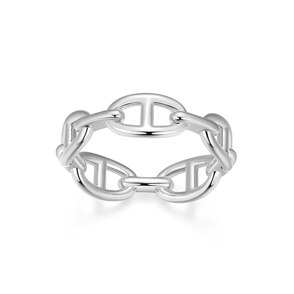 Elle Sterling Silver Marine Link Ring Size 8 - Silver