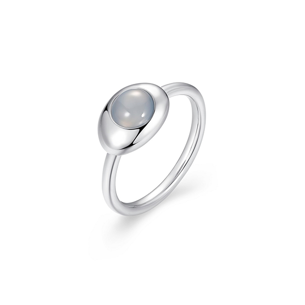 Elle Sterling Silver Blue Chalcedony Pebble Ring Size 8 - Silver