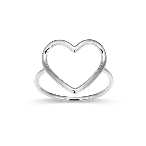 Elle Sterling Silver Open Heart Ring Size 8 - Silver