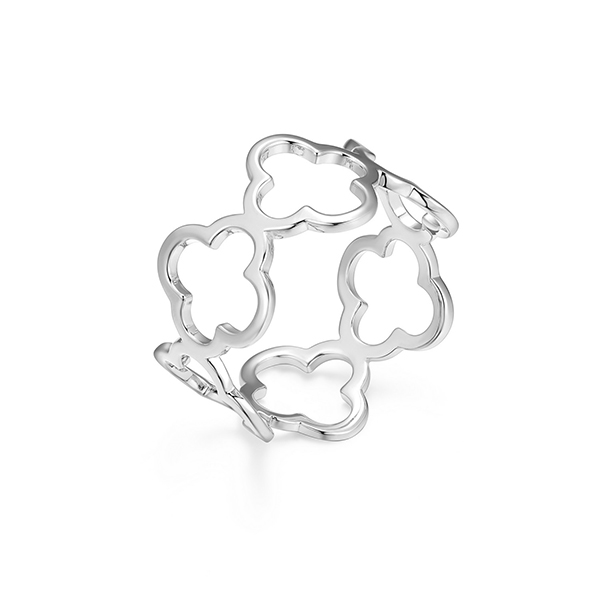 Elle Sterling Silver Open Clover Band Ring Size 8 - Silver