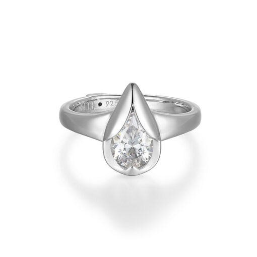 Elle Sterling Silver TULIP Cubic Zirconia Pear Shape RIng Size 9 - Silver