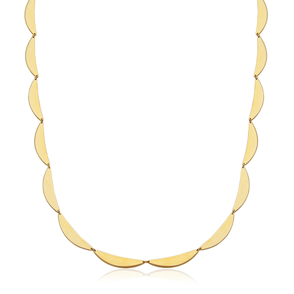 CJ STEELX Flat Crescent Station Necklace Size 16 - Gold