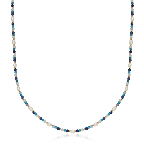 CJ STEELX Semi Precious Stone and Pearl Necklace Size 16 - Gold