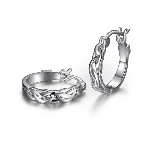ELLE Sterling Silver Infinity Link 17mm Hoop Earrings - Silver