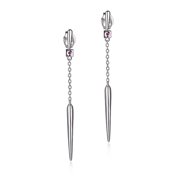 ELLE Sterling Silver Spear Post Earrings - Silver