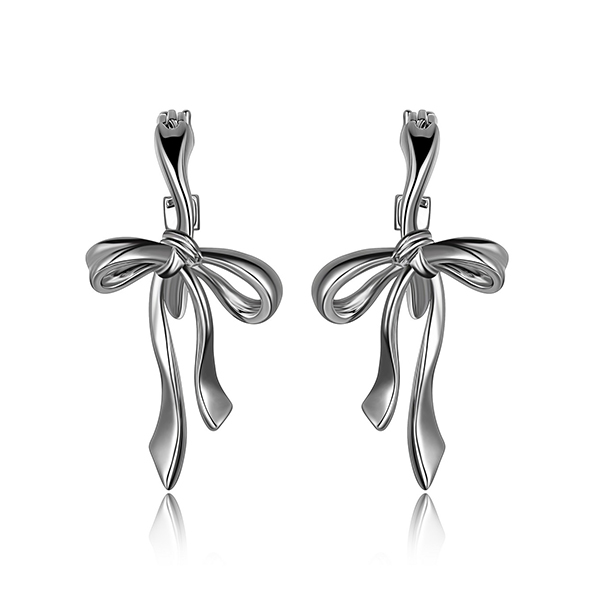 ELLE Sterling Silver Ribbon Corset 15MM Hoop Earrings - Silver