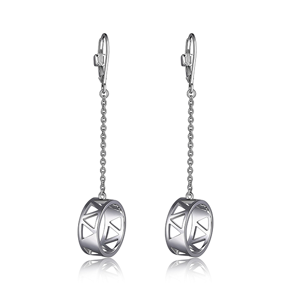 ELLE Sterling Silver 15mm Dangle Circle Leverback Earrings - Silver