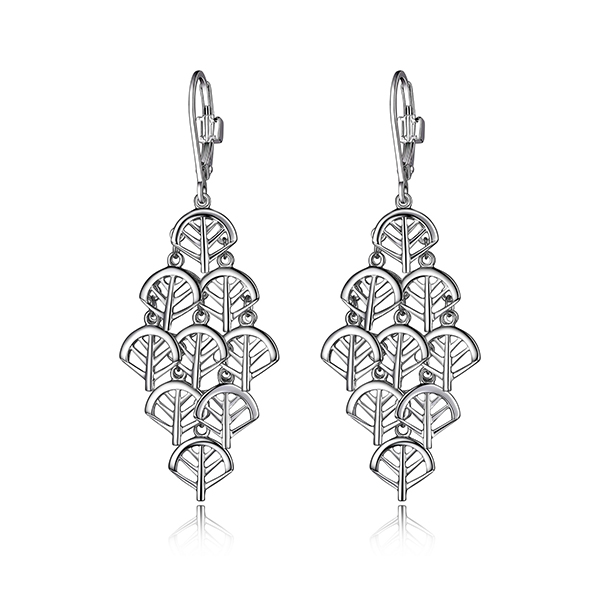 ELLE Sterling Silver Medium Layered Leverback Earrings - Silver