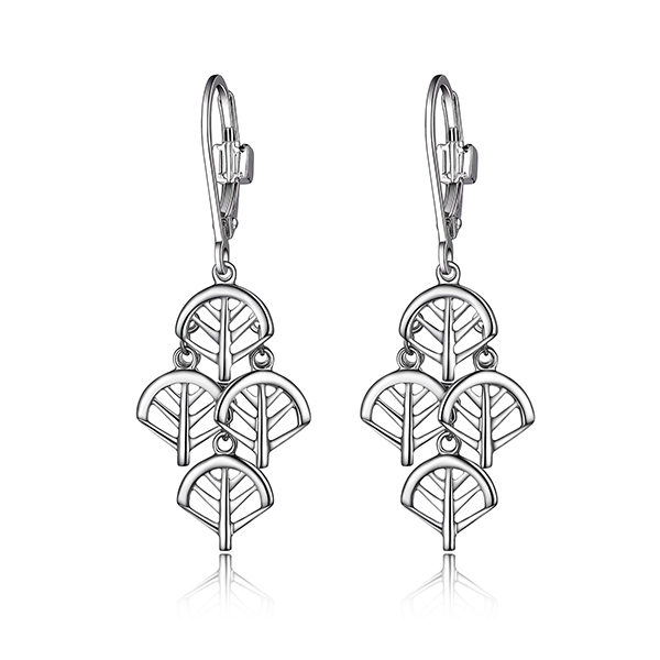 ELLE Sterling Silver Small Layered Chandelier Leverback Earrings - Silver