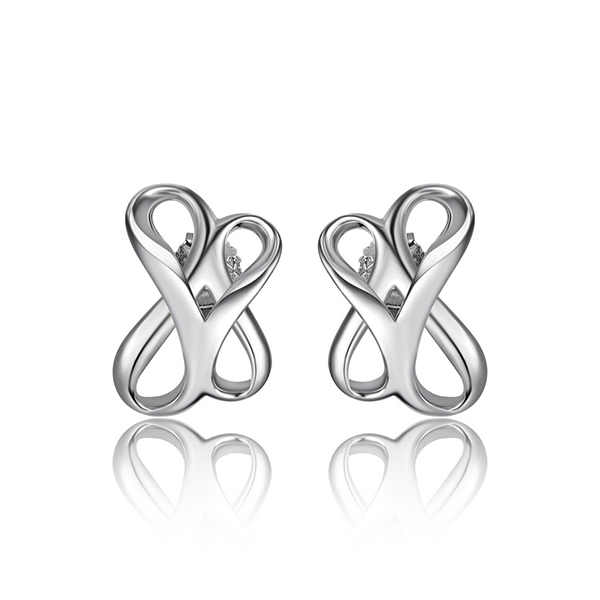ELLE Sterling Silver INFINITE Double Infinity Stud Earrings - Silver