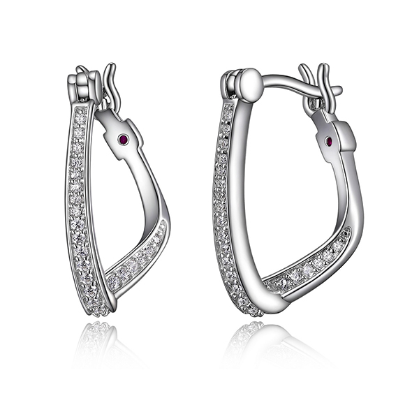 ELLE Sterling Silver SINTALLION 18mm Cubic Zirconia Hoop Earrings - Silver