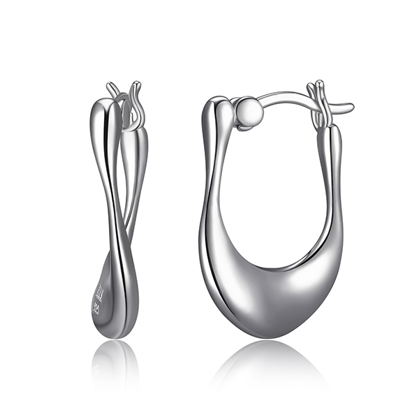 ELLE Sterling Silver CARAMEL Twisted Hoop Earrings - Silver